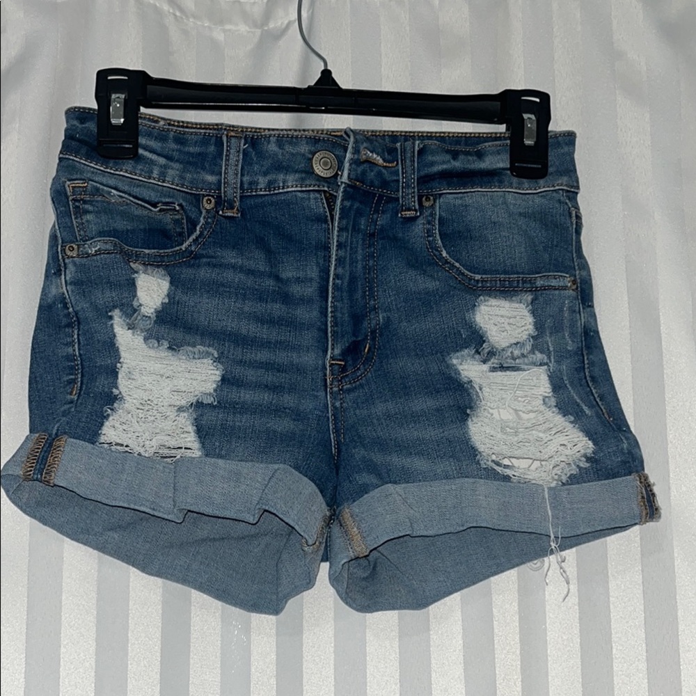 Denim Blue Women's Distressed Shorts